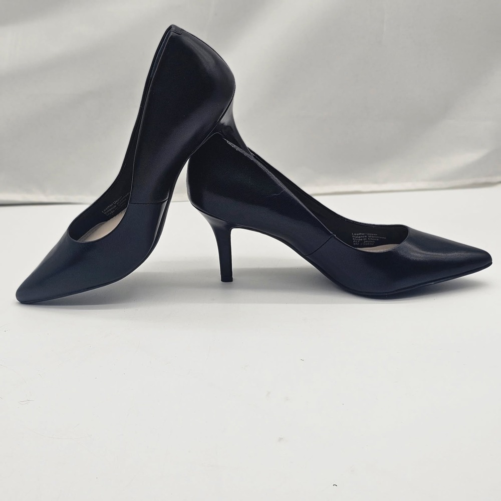 New Alfani Pumps Women 8M Black Leather Jeules Step N Flex Pointed Toe